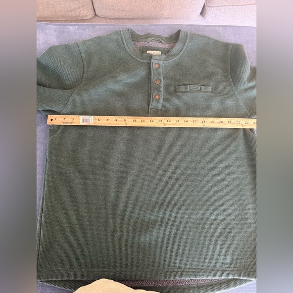L.L.Bean Mens Green Katahdin Iron Works Bonded Waffle Fleece Henley Pullover XL - Picture 8 of 9